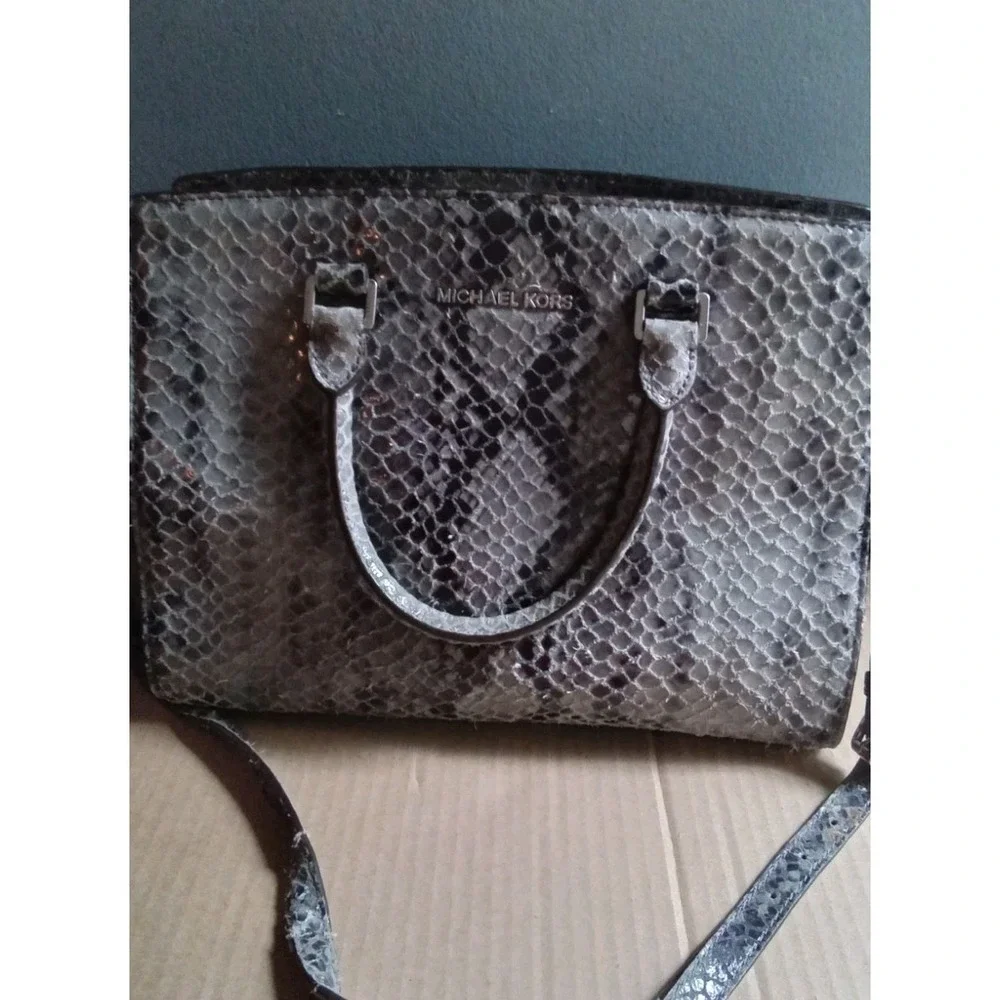 Michael Kors Snakeskin Embossed‎ Leather Satchel Crossbody Bag Purse